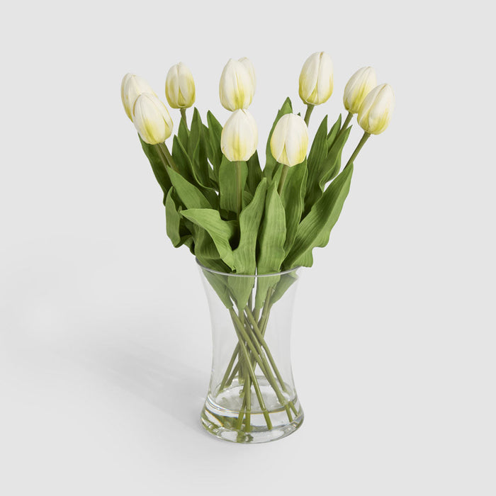 Real Touch Tulip Floral Arrangement in Water Vase White