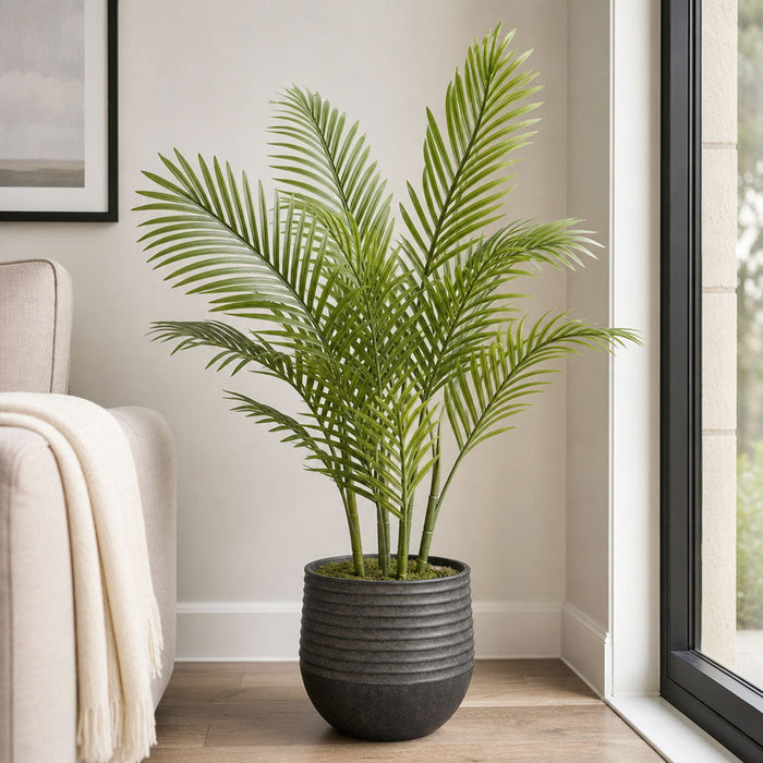 Mini Palm Tree Real Touch 4 Branches 15 Leaves in Pot 1m