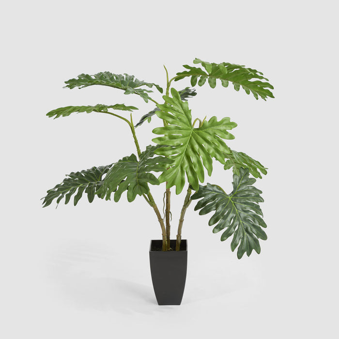 Philodendron Leaf Real Touch Plant In Black Plastic Pot