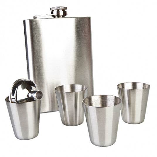 Flask Set with Four Shot Glasses