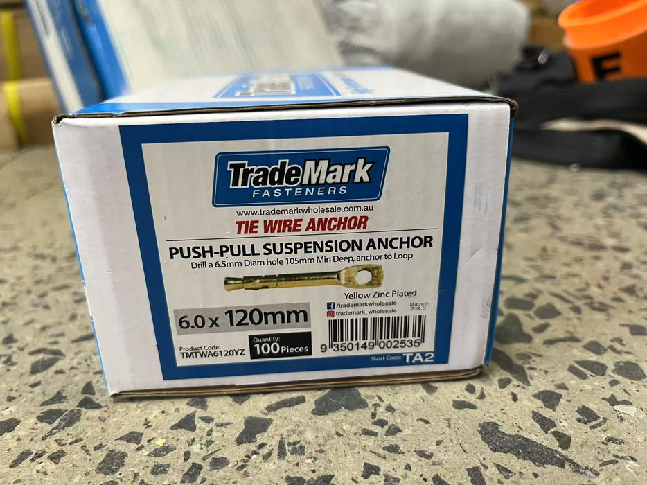 Trademark tie wire anchor 6.0 x 120mm yellow zinc 100 pcs