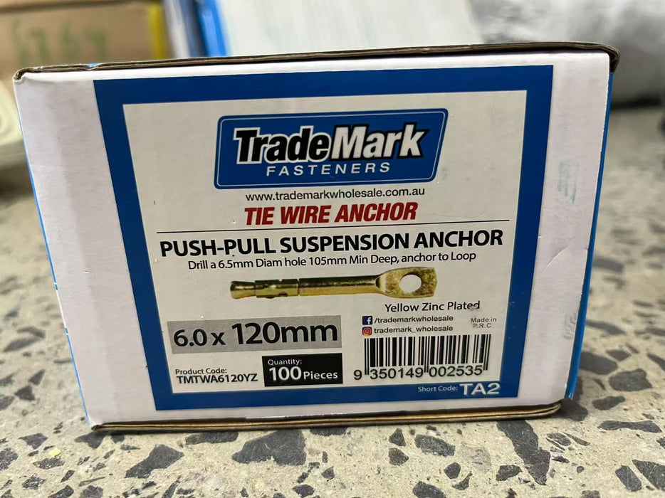 Trademark tie wire anchor 6.0 x 120mm yellow zinc 100 pcs