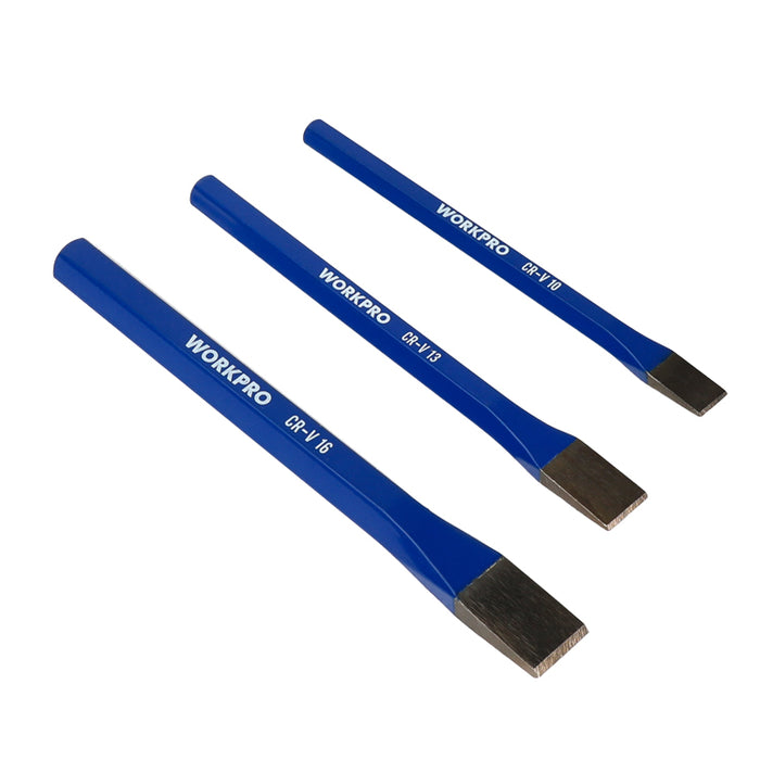 SPEEDWOX 3-Piece Cold Chisel Set - 3/8", 1/2", 5/8" Steel Chisels With Storage Pouch