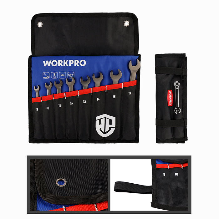 Workpro 8Pc Flexible Ratcheting Combination Wrench Set WP202521