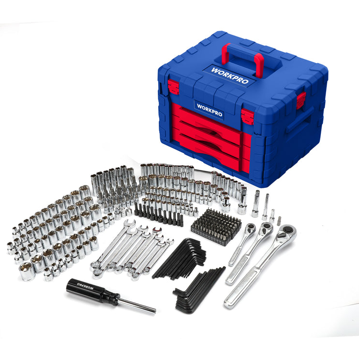 Workpro 320-Piece Mechanics Tool Set With Heavy Duty Case Box WP202538