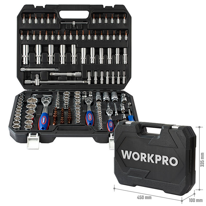 Workpro 172 pieces 1/4"+3/8"+1/2" Drive Mechanics Tool Set WP202545