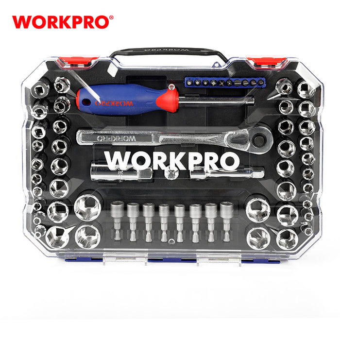 Workpro 63 pieces 1/4"+3/8" Dr. 6 Point Socket Set
 WP202566