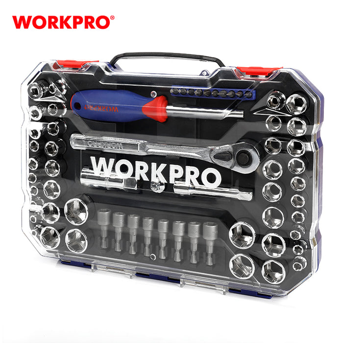 Workpro 63 pieces 1/4"+3/8" Dr. 6 Point Socket Set
 WP202566