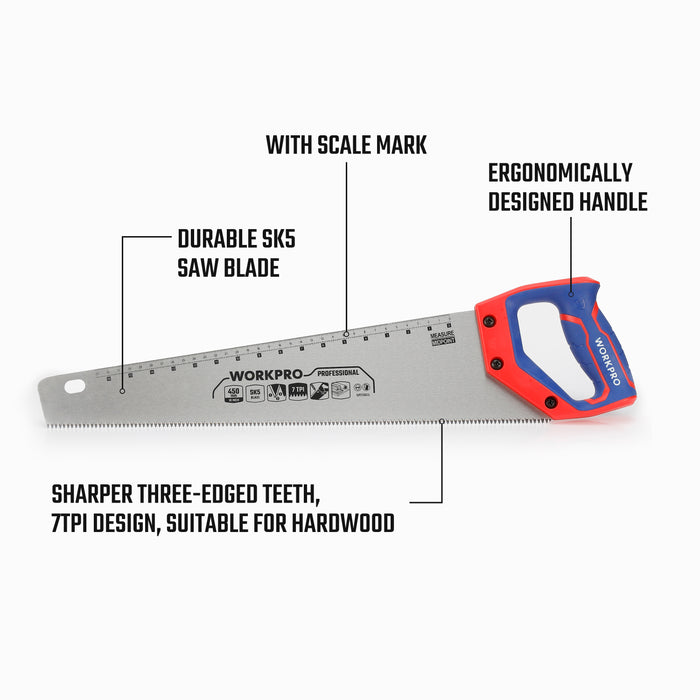 Workpro 350mm Hand Saw 7Tpi