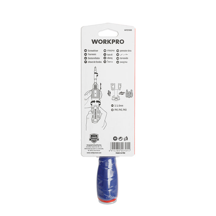 Workpro 6-In-1 Double Drive Full Size Screwdriver WP221069