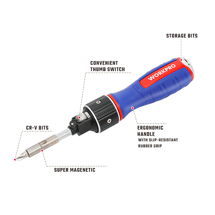 Workpro 6-In-1 Double Drive Full Size Screwdriver WP221069