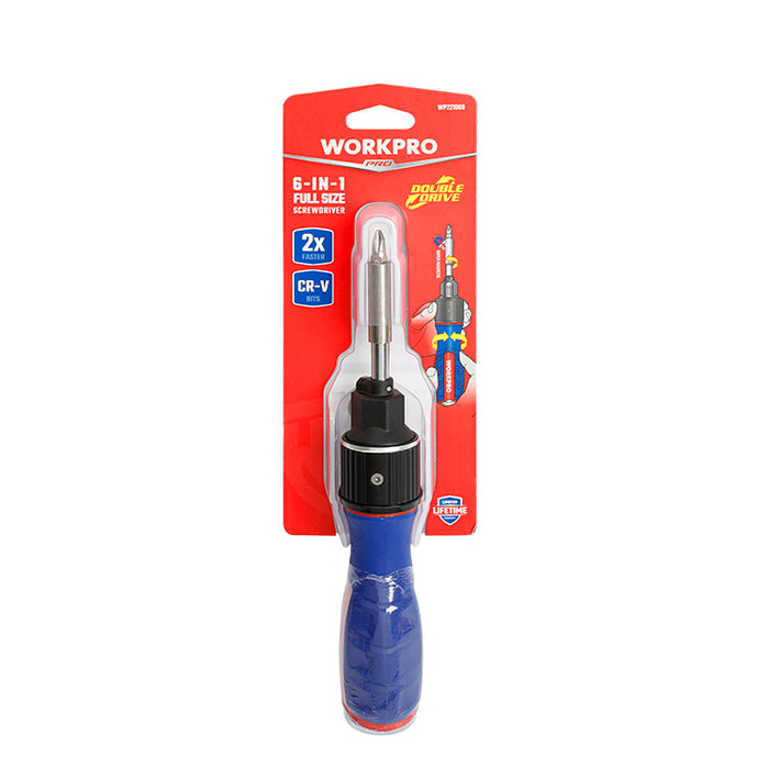 Workpro 6-In-1 Double Drive Full Size Screwdriver WP221069