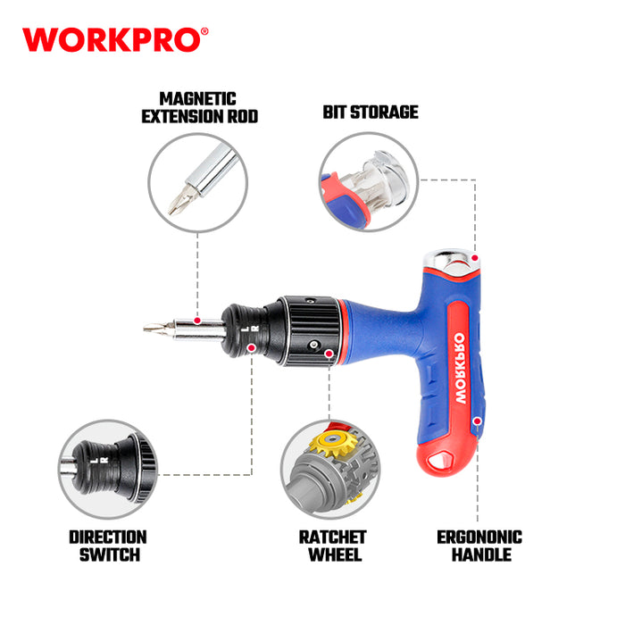 Workpro 7-In-1 Double Drive T-Handle Screwdriver WP221072