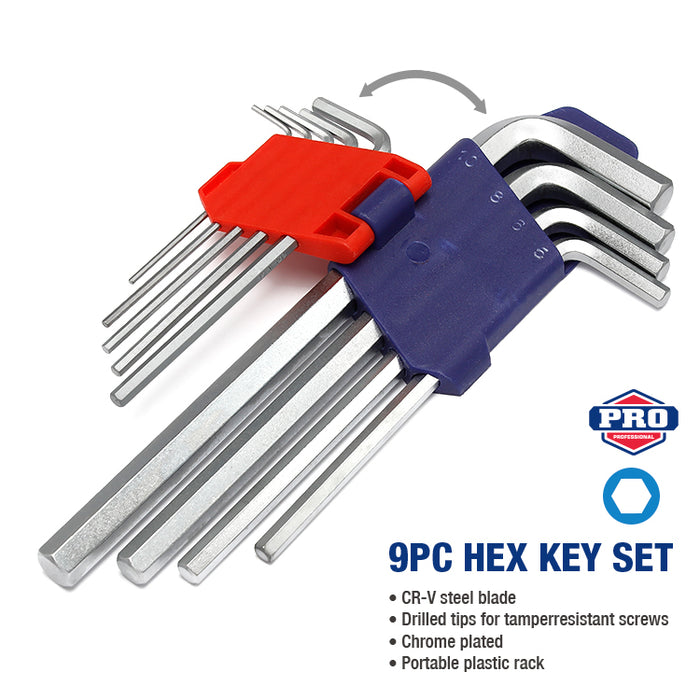 Workpro  9-Piece Hex Key Set WP222004 Compact & Versatile - Precision Sizing for All Your Needs!"