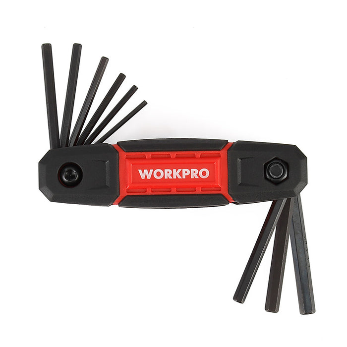 Workpro 9Pc Folding Hex Key(Sae) Red and Black WP222029