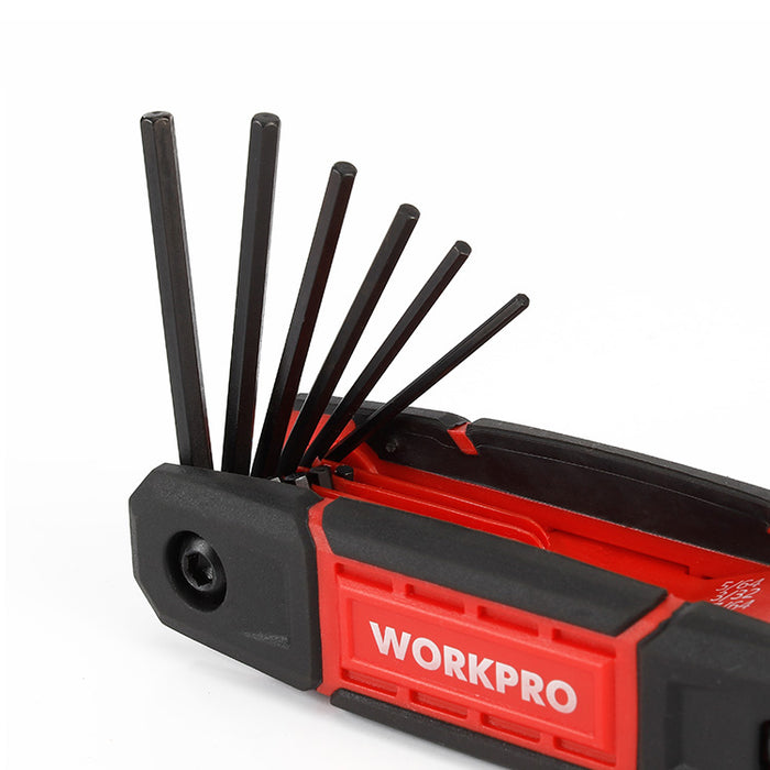 Workpro 9Pc Folding Hex Key(Sae) Red and Black WP222029