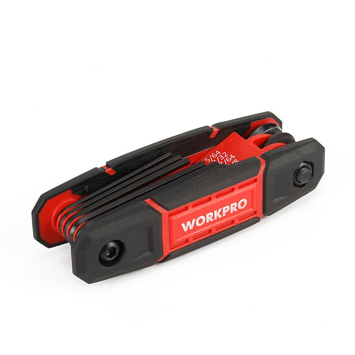 Workpro 9Pc Folding Hex Key(Sae) Red and Black WP222029