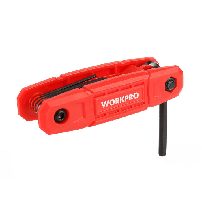 Workpro 9Pc Folding Hex Key (Sae) Red WP222032