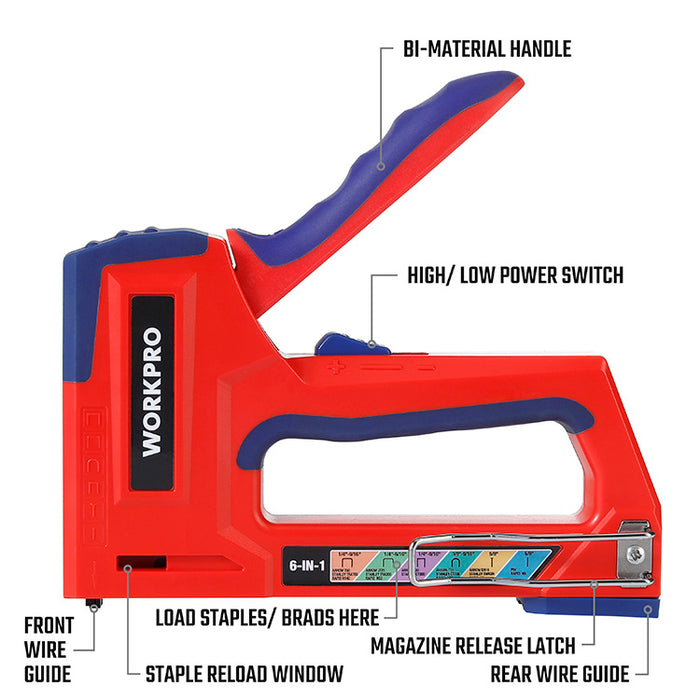 Workpro 6-In-1 Staple Gun WP223002