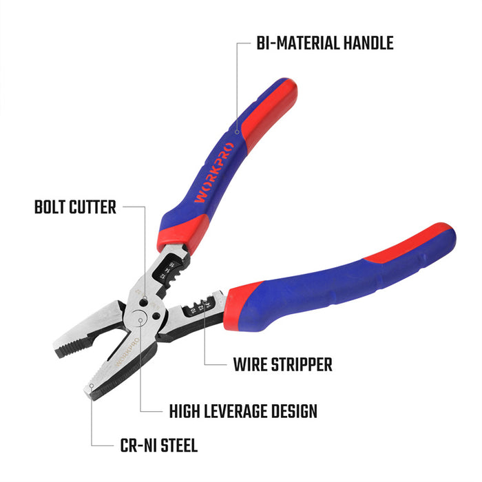 Workpro 200mm (8") Multi-Purpose Combination Pliers WP231085