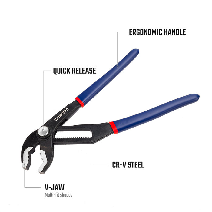 Workpro 250mm(10") Quick-Adjust V-Jaw Water Pump Pliers WP231087