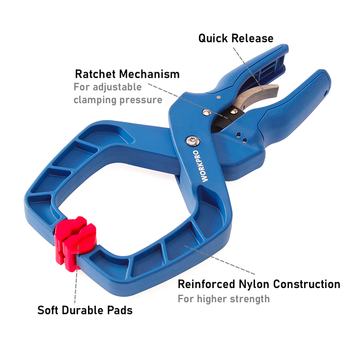 WORKPRO 50MM(2") Ratcheting Spring Clamp 10-Pack