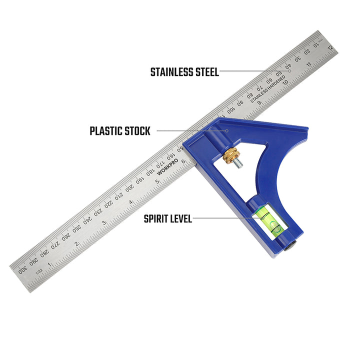 Workpro 300mm(12") Plastic Combination Square WP264001