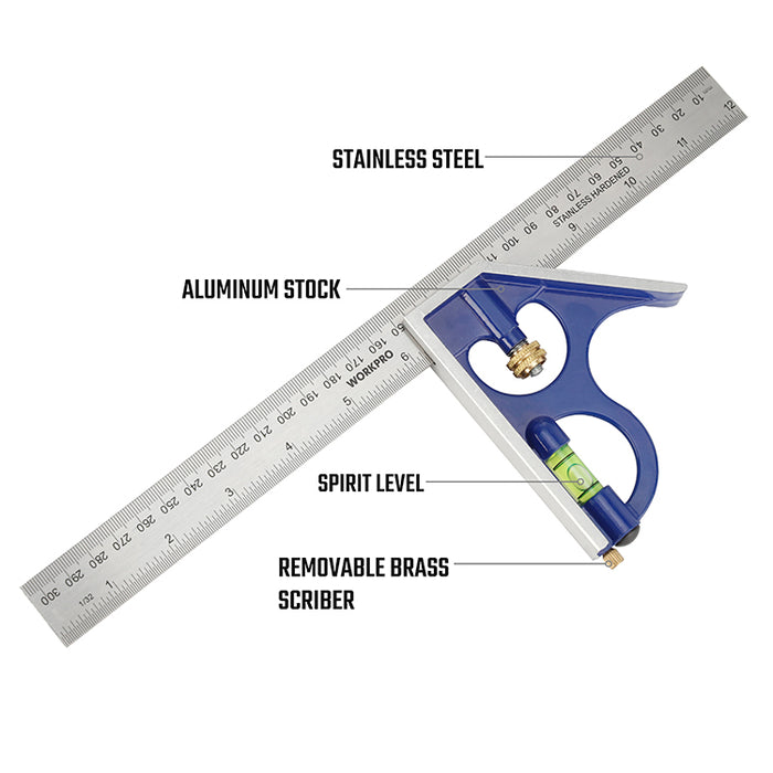 Workpro 300mm(12") Aluminum Combination Square WP264002