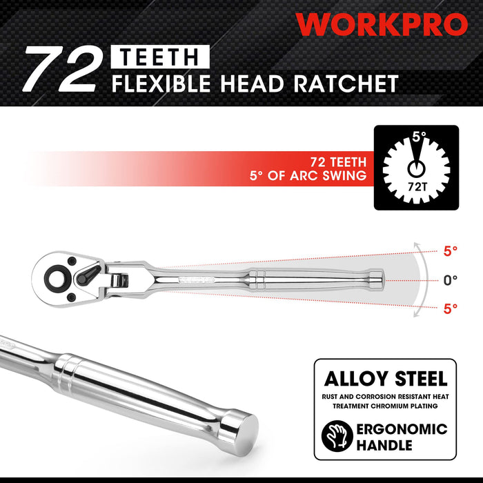 Workpro Drive Flex Head Ratchet Handle