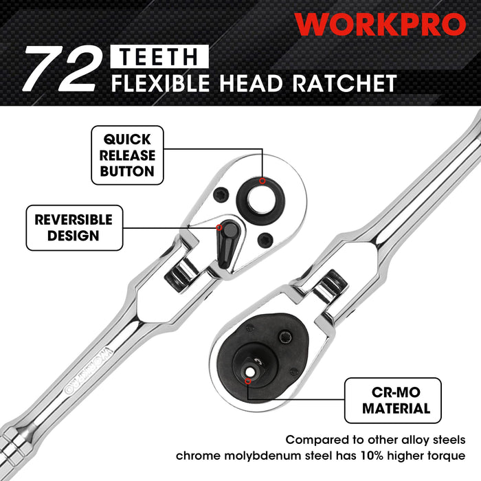 Workpro Drive Flex Head Ratchet Handle