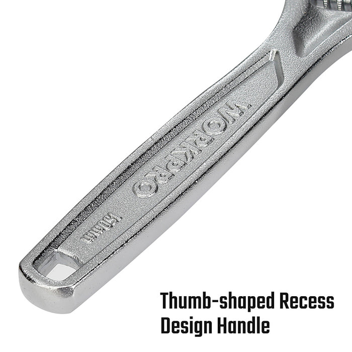 Workpro Chrome Vanadium Heavy-Duty Adjustable Wrench - Robust & Ergonomic Design, Precision Jaw Adjustment