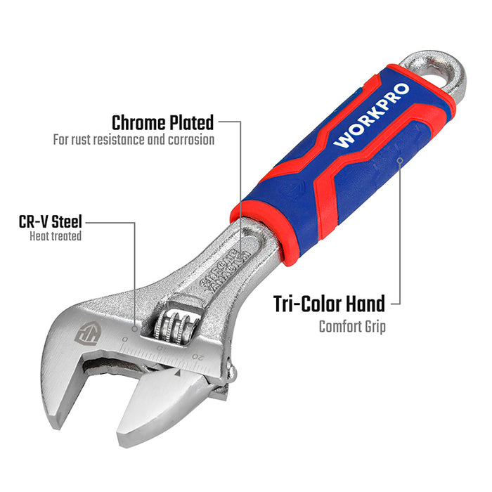 Workpro Adjustable Wrench CRV comfort grip handle