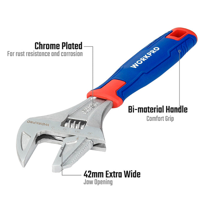 Workpro 2-In-1 200mm (80) Extra Wide Opening Adjustable Wrench & Water Pump Pliers WP272014