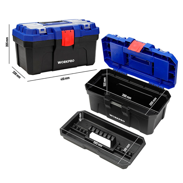 Workpro 410mm(16") Heavy Duty Plastic Toolbox