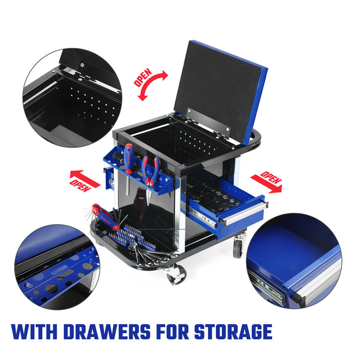 Workpro Heavy Duty Workshop Creeper Seat With Drawers Carton of 1