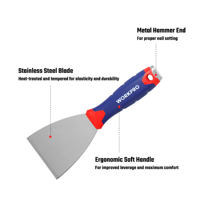 WORKPRO 40MM Stainless Steel Flex Joint Knife w/ Hammer End, Soft Grip carton of  96