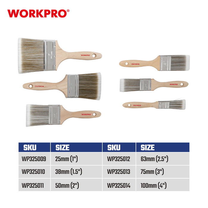 Workpro 3Pc Wooden Handle Paint Brush Set Wp204301 12Pack