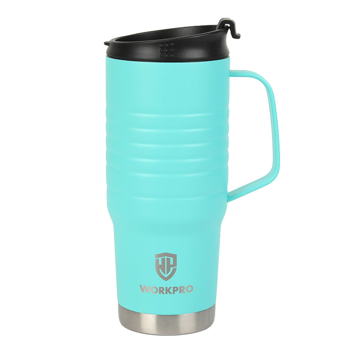 Workpro 24Oz/709ml Bottle,Cyan Insulated Tumbler with Lid & Handle WP389020 6pack