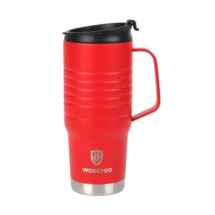 Workpro 24Oz/709ml Bottle,Red Insulated Tumbler with Lid & Handle WP389021 6pack