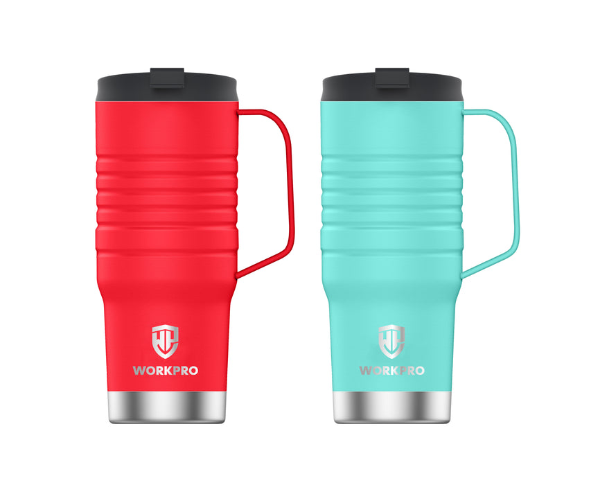 Workpro 24Oz/709ml Bottle,Cyan Insulated Tumbler with Lid & Handle WP389020 6pack