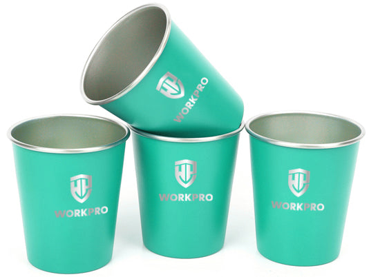 Workpro 14Oz/413ml Pint Cup,Cyan WP389025 Stainless Steel  4pack