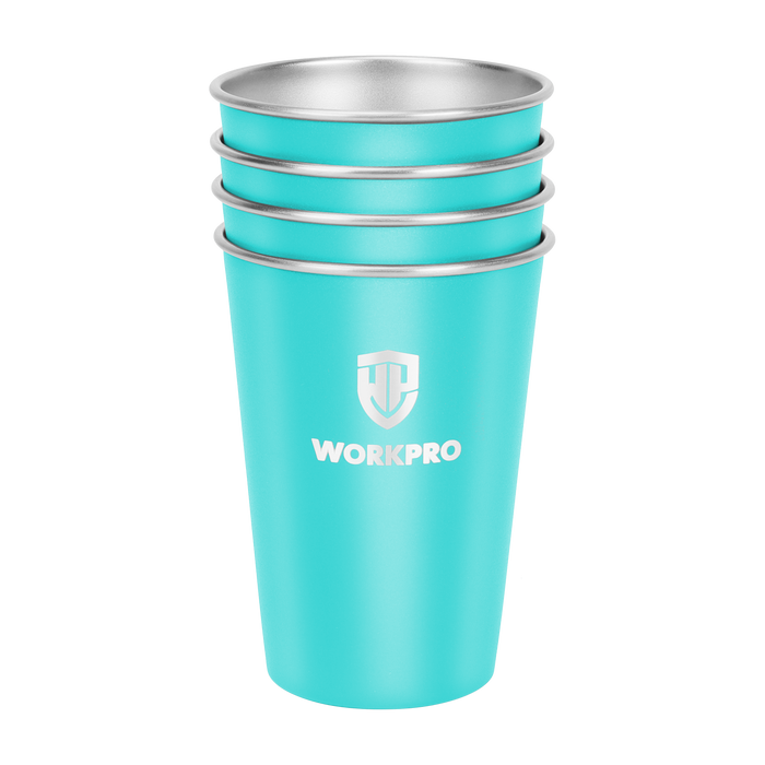 Workpro 16Oz/473ml Pint Cup,Cyan WP389026 Stainless Steel 4pack