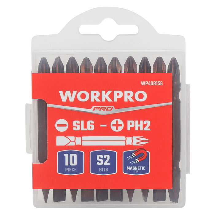 Workpro S2 Screwdriver Bit / Double End Hex - 
65 X Ph2- Sl6（10Pcs） Wp408156