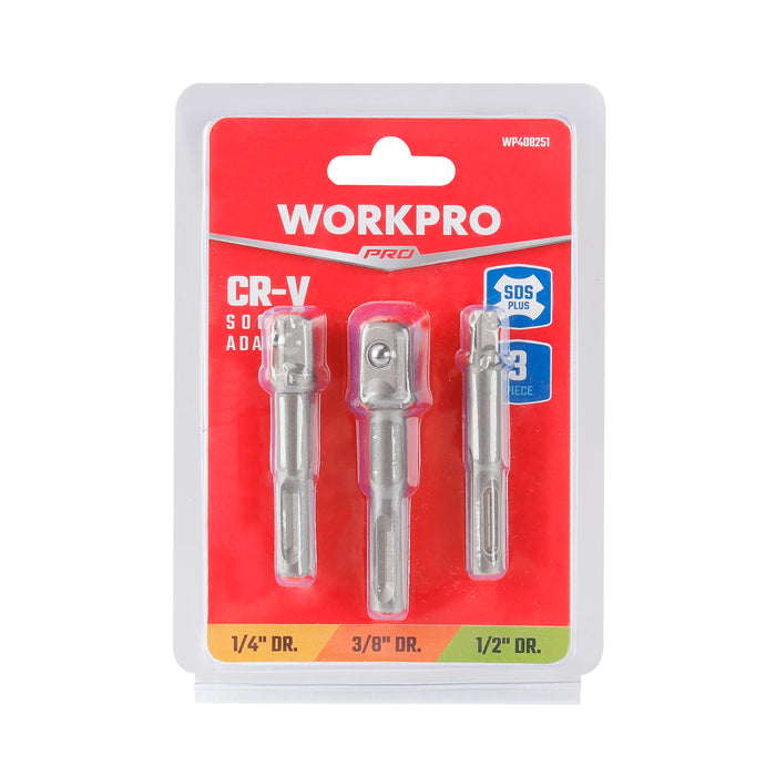 Workpro Socket Adapter Set/SDS Shank -1/4"  3/8"  1/2" (3Pcs) for impact driver WP408251