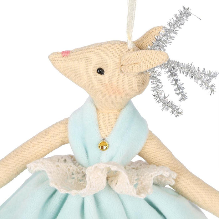 Balmay Large Velvet Hanging Deer Ornament Blue