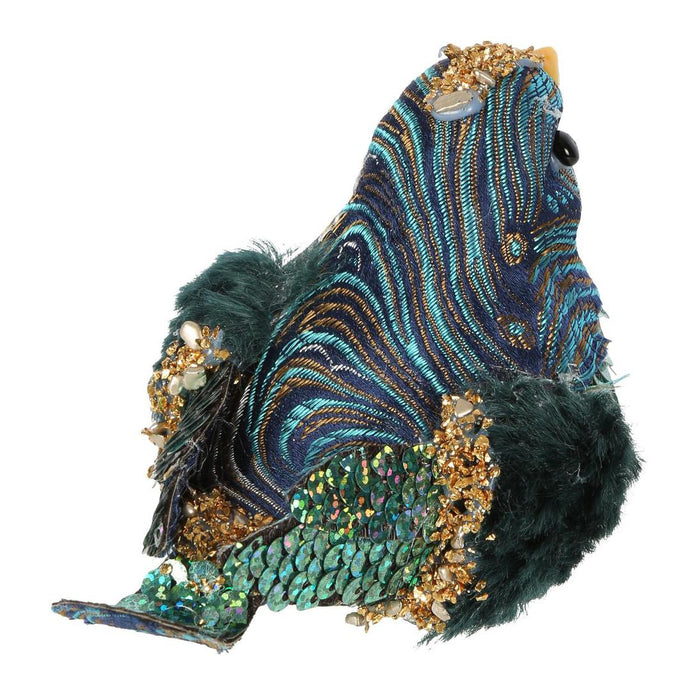 Zora Clip on Birds Peacock Blue