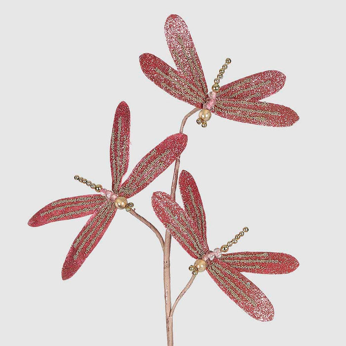 Dragonfly Floral Stem Pink 6 pcs