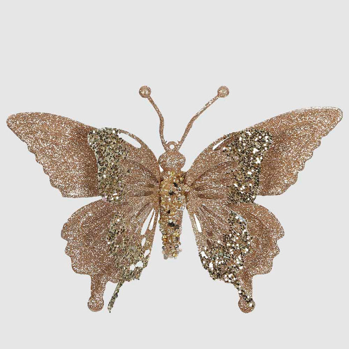 Sheena Glitter Clip on Butterfly Champagne