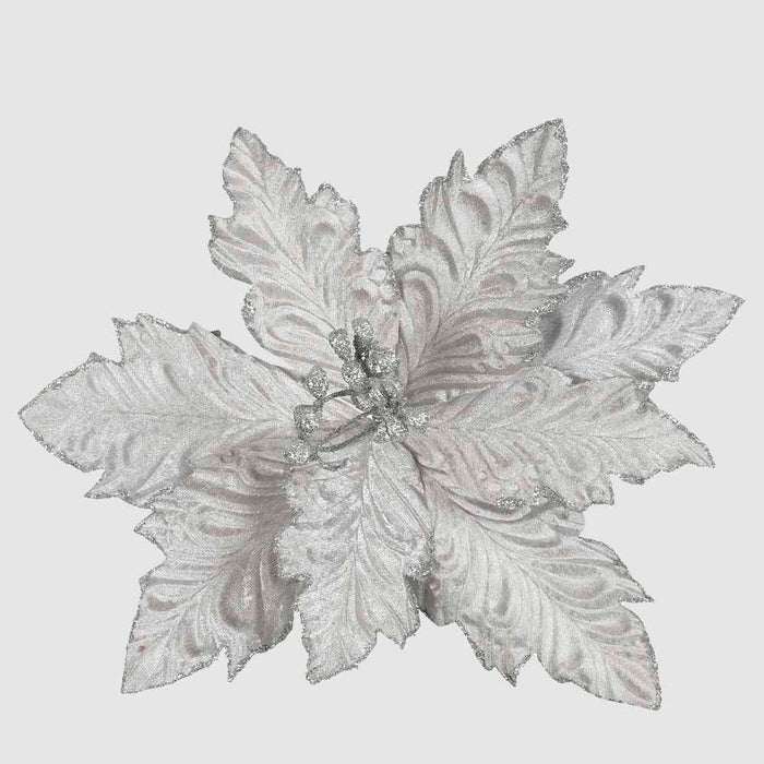 Pamile Clip on Poinsettia Silver 6 pcs