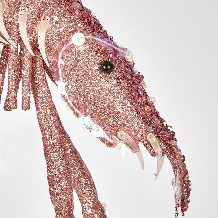 Lester Glitter Prawn Ornament Pink